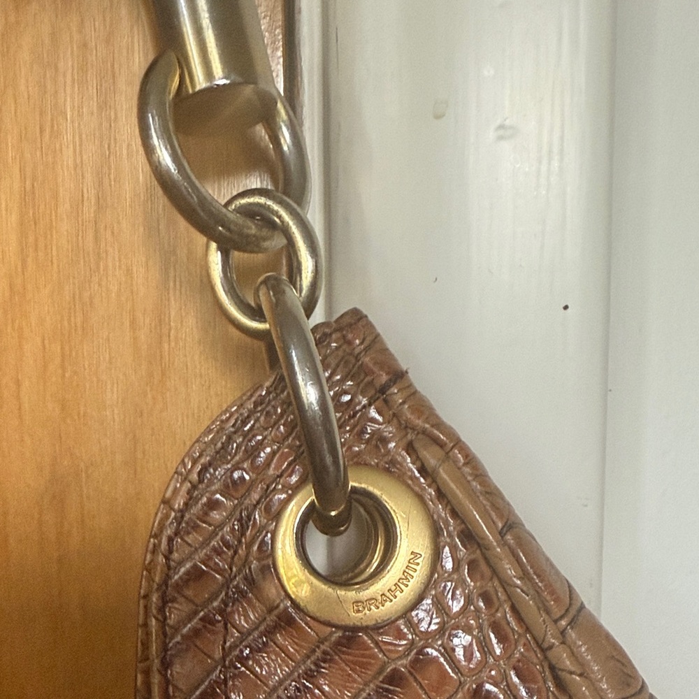 Brahmin Brown Crocodile like Embossed leather Bag - Picture 10 of 14